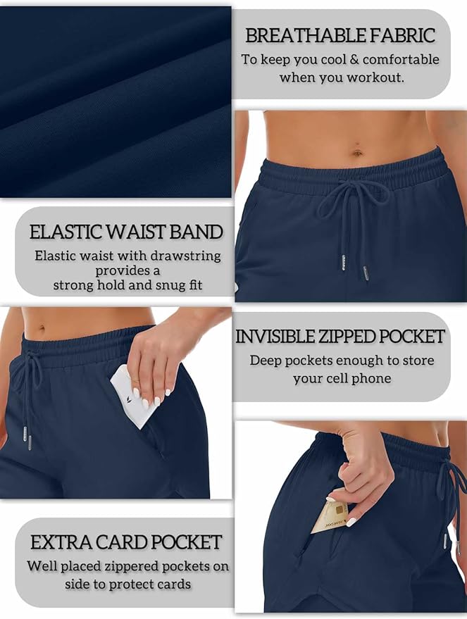 Mancreda Women's Running Shorts with Liner 3 Zipper Pockets Elastic Workout Athletic Gym Yoga Shorts