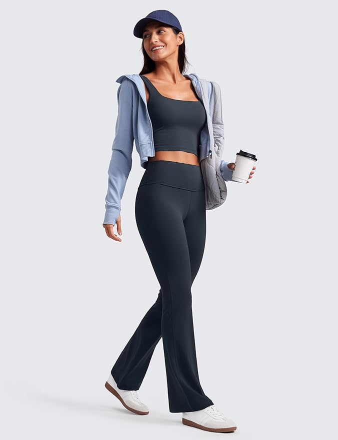 CRZ YOGA Butterluxe Flare Leggings 29"/30.5"/32"/33.5" - High Waist Bootcut Wide Leg Lounge Womens Yoga Pants with Pocket