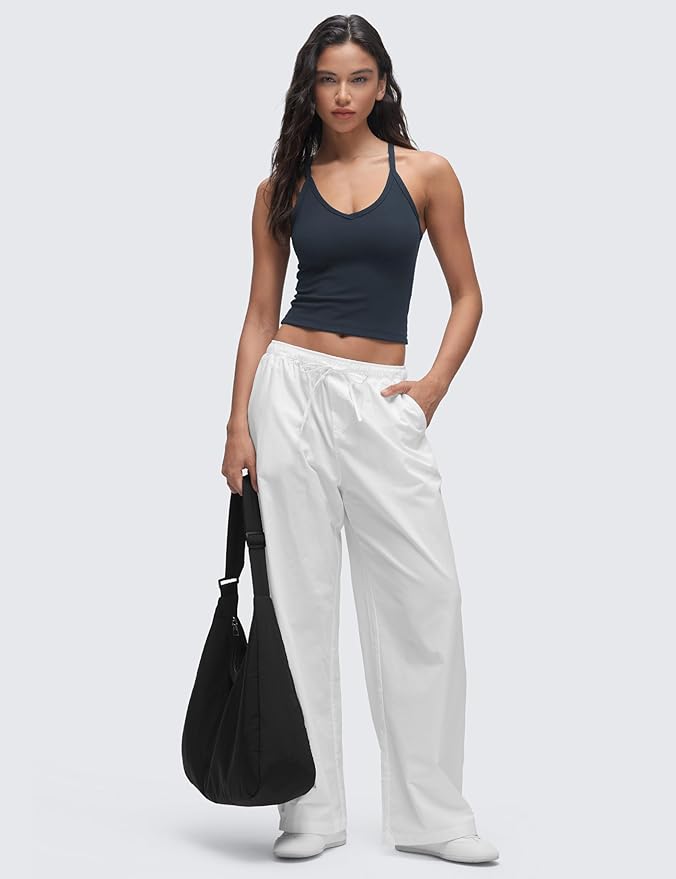 CRZ YOGA Butterluxe Soft Double Lined V Neck Tank Tops for Women - Yoga Casual Camisole Racerback Tight Sleeveless Shirt