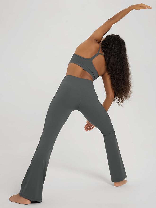 ODODOS Women's Powerful Tummy Control Flared Yoga Pants 2.0 High Waist Workout Bootcut Leggings with Inner Pocket- 29" / 31"