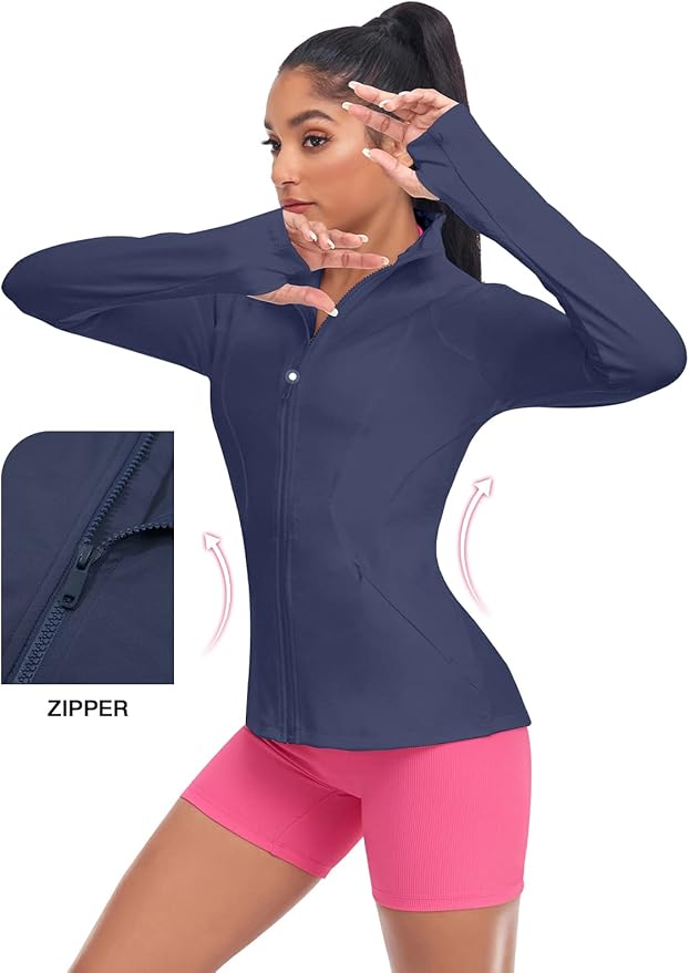 VUTRU Women's Workout Yoga Jacket Full Zip Running Athletic Track Jacket