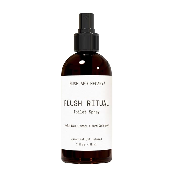 Muse Apothecary Flush Ritual - Aromatic & Refreshing Toilet Spray, Use Before You Go, 2 oz, Infused with Natural Essential Oils - Tonka Bean + Amber + Warm Cedarwood