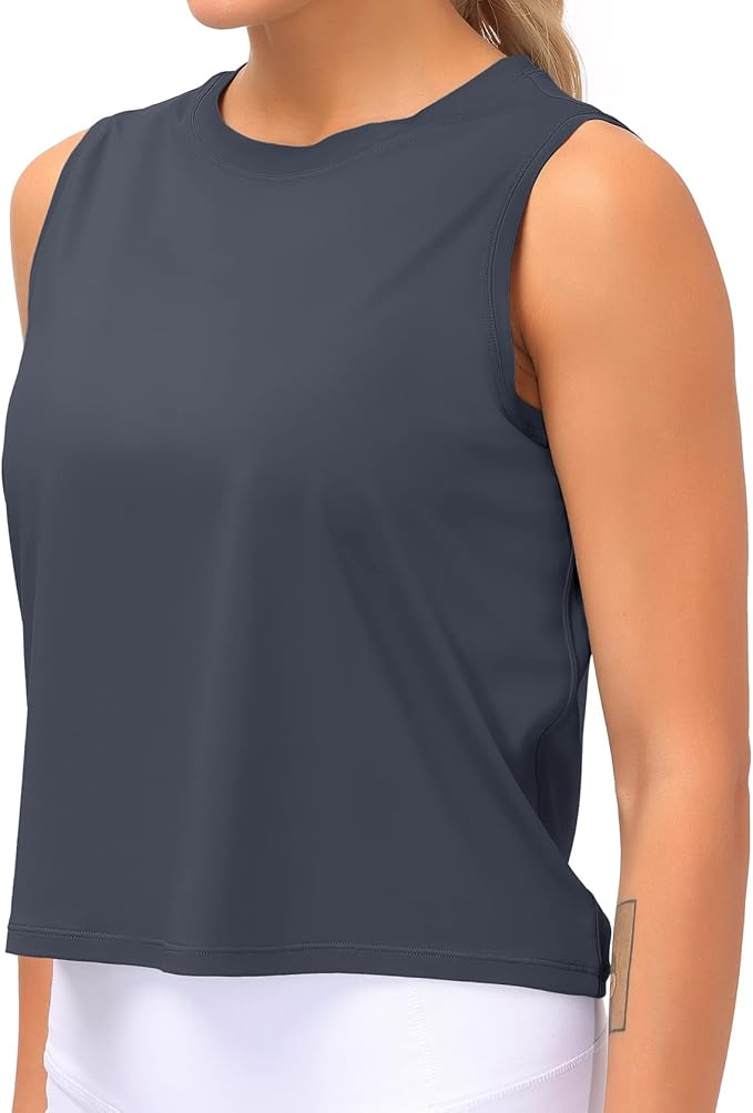 Dragon Fit Womens Ice Silk Workout Tank Tops Sleeveless Cropped Yoga Shirt for Running Gym Summer