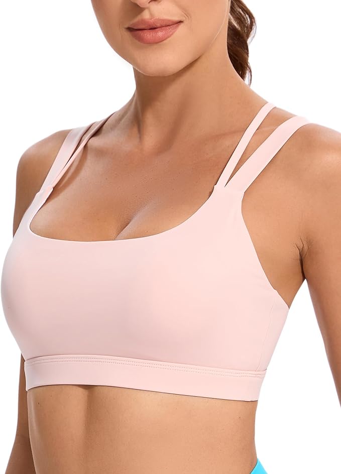 RUNNING GIRL Sports Bras for Women,Padded Strappy Sports Bras Criss-Cross Back Medium Support Sports Bras with Removable Cups