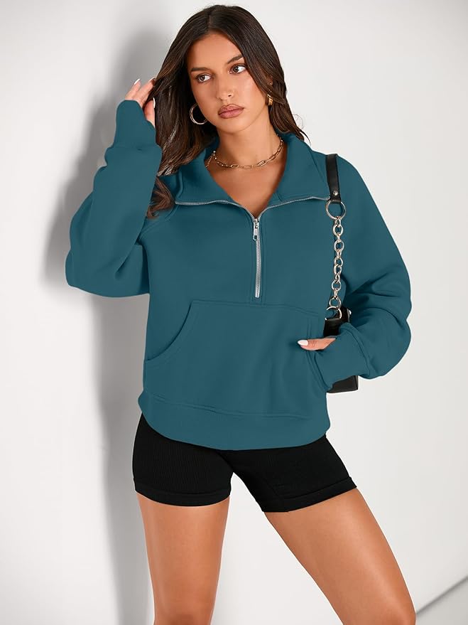 AUTOMET Womens Sweatshirts Half Zip Cropped Pullover Fleece Quarter Zipper Hoodies 2026 Fall Fashion Outfits Clothes