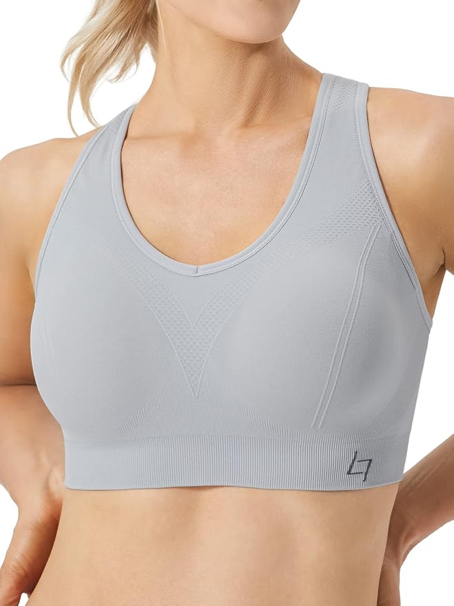 FITTIN Racerback Sports Bras for Women - Padded Comfortable Seamless Support for Yoga Workout Gym - for Plus Size Large Bust