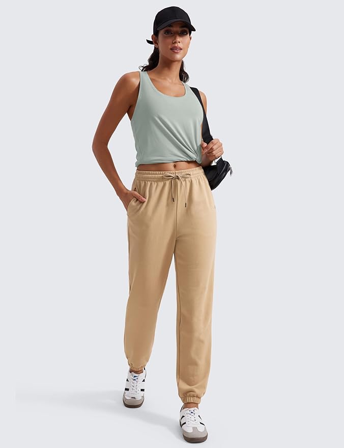 CRZ YOGA Pima Cotton Racerback Tank Tops for Women - Workout Athletic Casual Soft Scoop Neck Sleeveless Shirts
