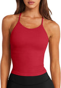 LASLULU Womens Sports Bra Seamless Long Crop Tank Racer Back Spaghetti Strap Workout Yoga Bra Padded Halter Neck Casual Tops