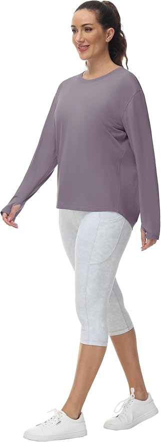 THE GYM PEOPLE Women's Long Sleeve Workout Shirts Back Loose Fit Running Tee Tops with Thumb Hole