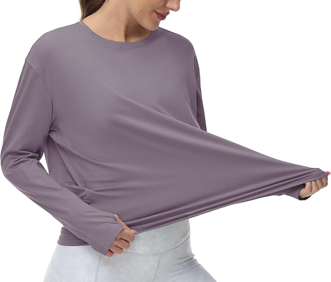 THE GYM PEOPLE Women's Long Sleeve Workout Shirts Back Loose Fit Running Tee Tops with Thumb Hole