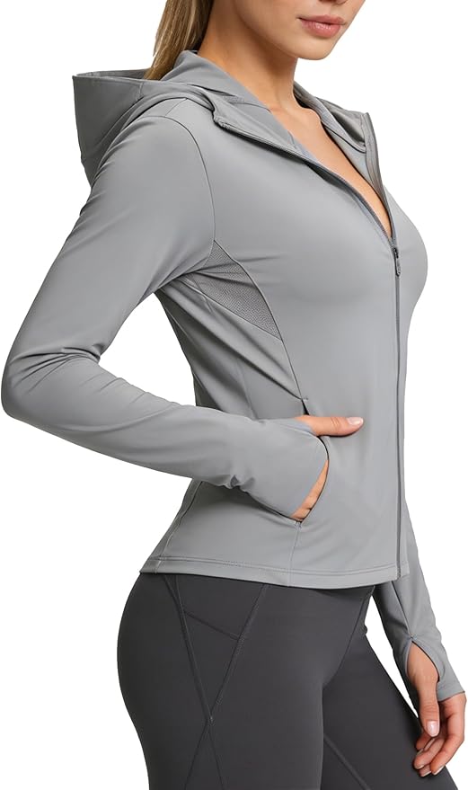 Women's UPF 50+ Sun Protection Hoodie Jacket with Pockets Lightweight Zip Up Sun Cover Up Shirt Athletic Jacket