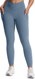 Aoxjox Women's Trinity High Waisted Yoga Pants with Pockets Cross-Waist Tummy Control Buttery Soft Workout Leggings 26"