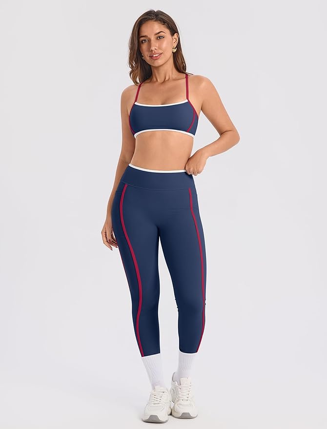 ABOCIW Womens Color Block Workout Sets Racerback Tank Top High Waist Leggings Gym Set Yoga Pilates Outfits