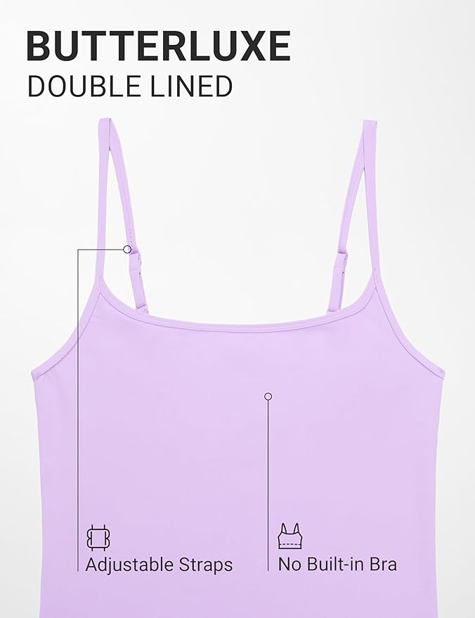 CRZ YOGA Butterluxe Double Lined Cami Tank Tops for Women - Yoga Casual Going Out Soft Scoop Neck Summer Sleeveless Shirt