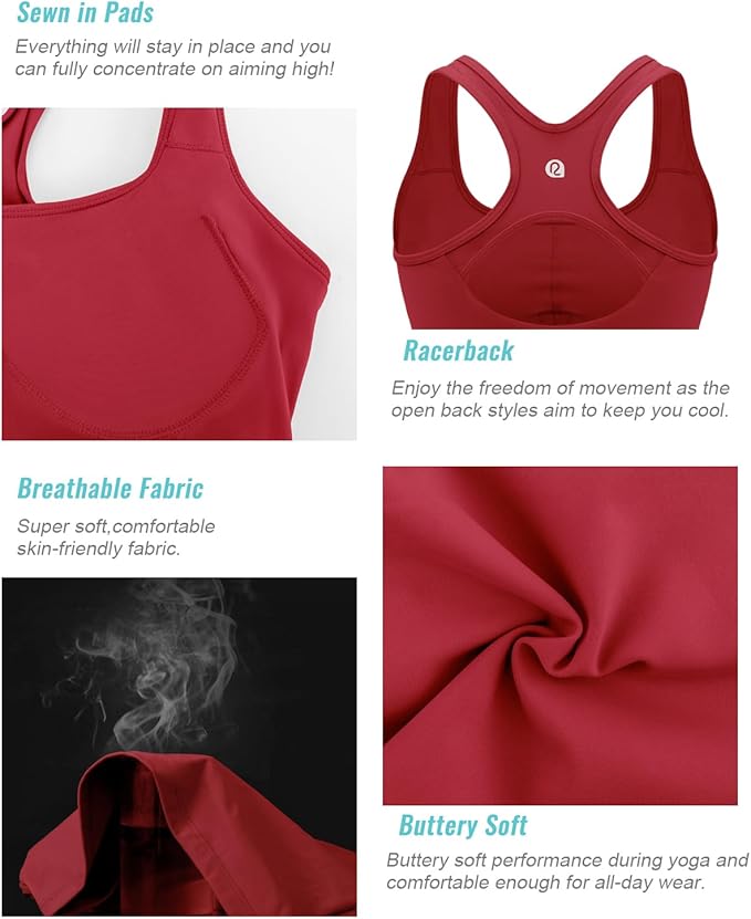 RUNNING GIRL Workout Tank Tops with Built in Bras for Women,Compression Shirt Strappy Back Athletic Yoga Tops