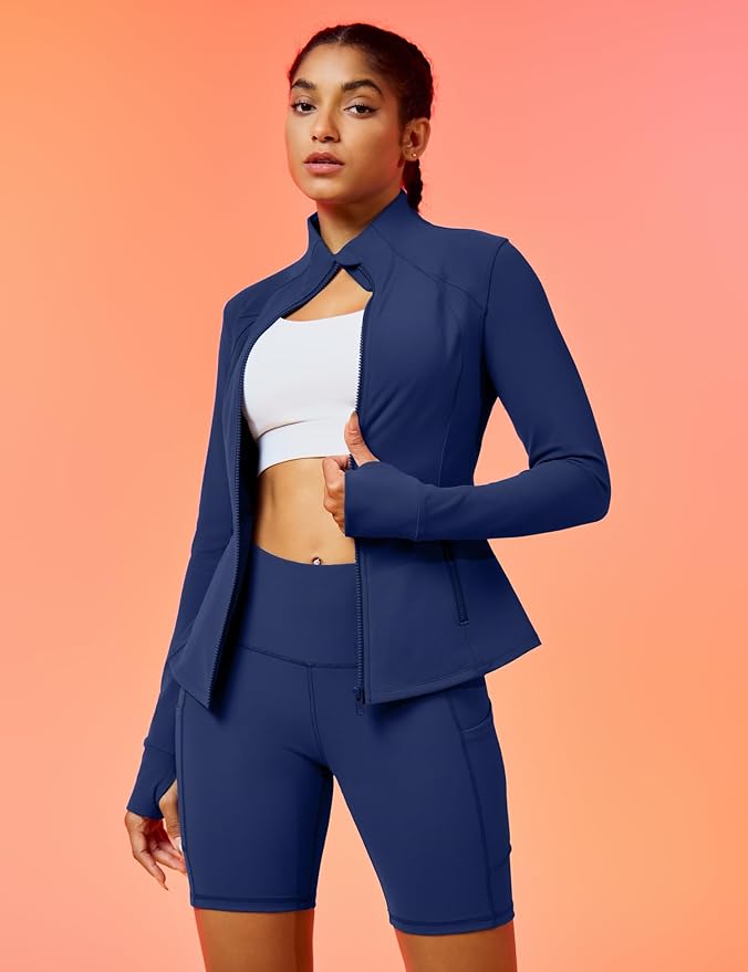 IUGA Women's Workout Jackets BBL Running Athletic Jackets Lightweight Full Zip Up Slim Fit for Women with Thumb Holes