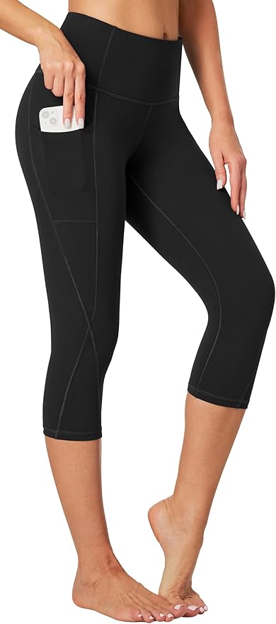 Heathyoga Capri Leggings for Women High Waisted Capri Leggings with Pockets for Women Tummy Control Yoga Pants Women