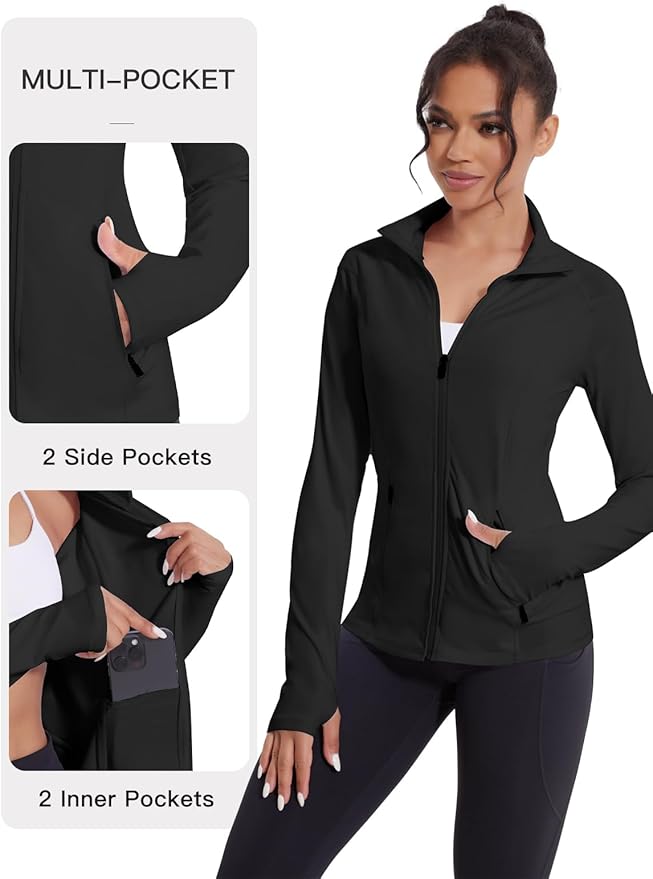VUTRU Women's Workout Jackets Full Zip Athletic Tops Lightweight Gym Yoga Running Jacket with Pockets