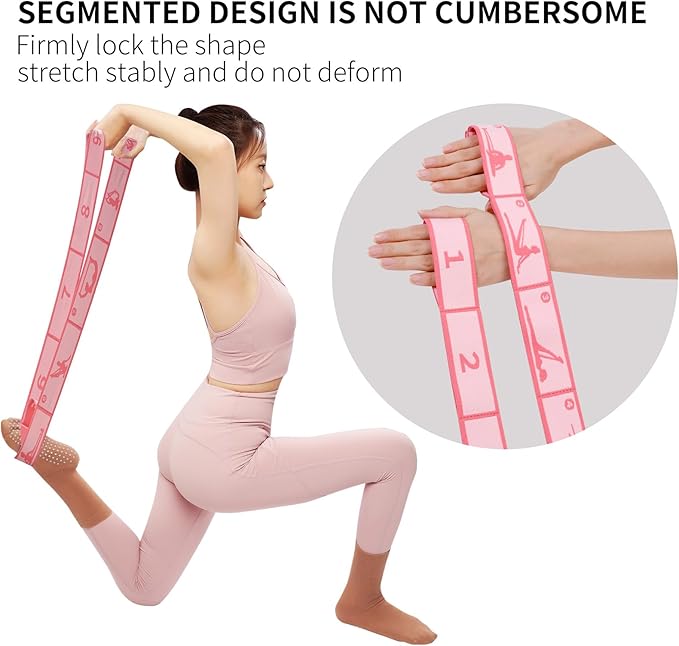 9 Loops Elastic Yoga Strap - Adjustable Stretching Band for Physical Therapy, Dance, Pilates & Gymnastics, Multi-Loop Exercise Band for Flexibility, Home Workout