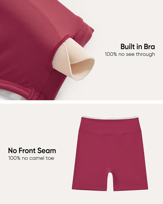 OMKAGI Workout Sets for Women Cute Doubel Layer Open Back Sports Bras Gym Shorts Outfits