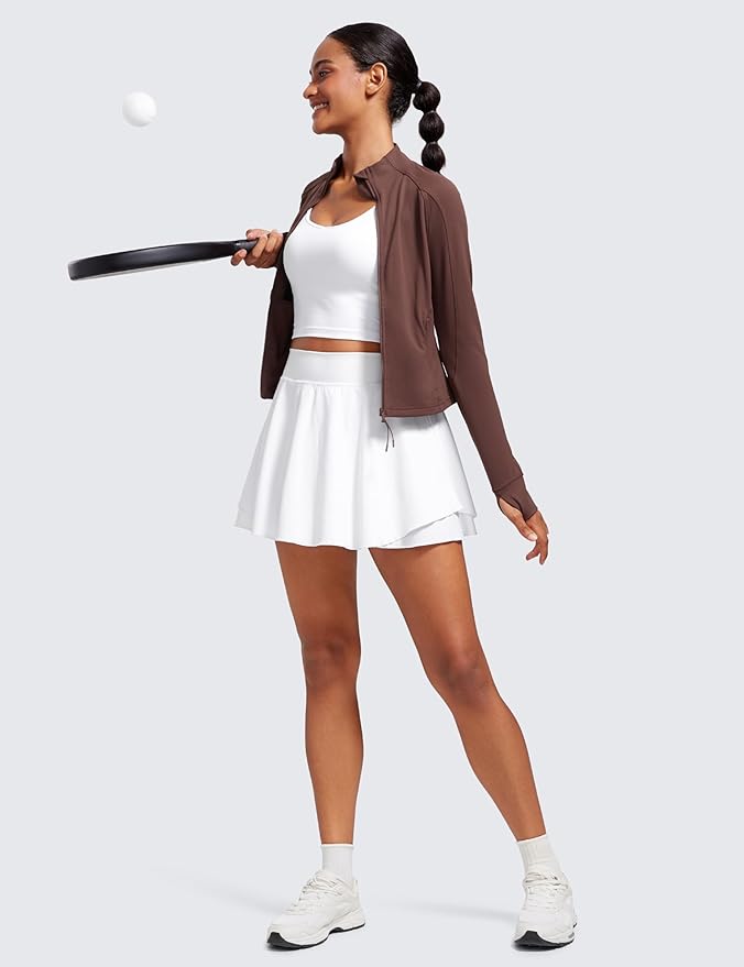 CRZ YOGA Butterluxe Waist Length Jackets for Women - Full Zip Athletic Track Tops with Thumb Holes Pockets