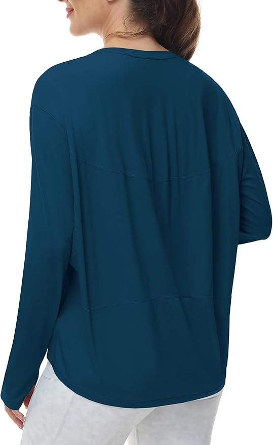 THE GYM PEOPLE Women's Long Sleeve Workout Shirts Back Loose Fit Running Tee Tops with Thumb Hole