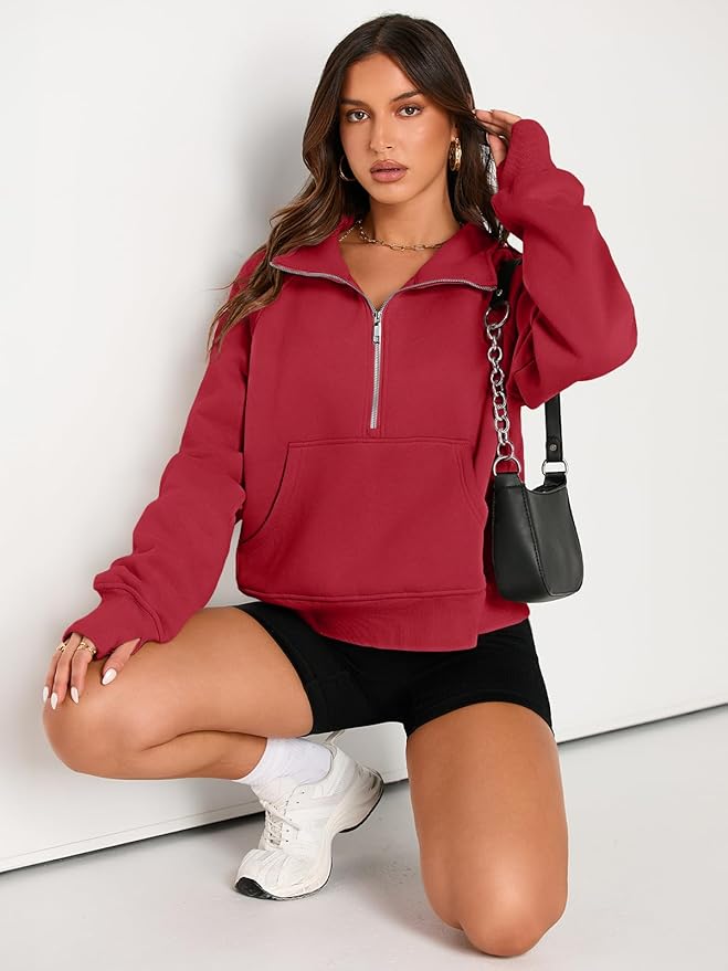AUTOMET Womens Sweatshirts Half Zip Cropped Pullover Fleece Quarter Zipper Hoodies 2026 Fall Fashion Outfits Clothes