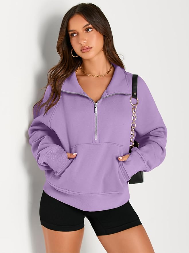 AUTOMET Womens Sweatshirts Half Zip Cropped Pullover Fleece Quarter Zipper Hoodies 2026 Fall Fashion Outfits Clothes