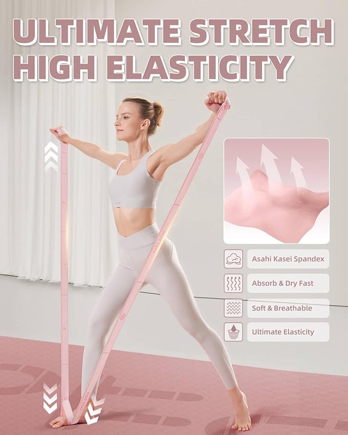 YOTTOY Yoga Strap and Resistance Bands-Exercise Elastic Bands for Working Out Women with 10 Loops-Perfect for Stretching and Physical Therapy