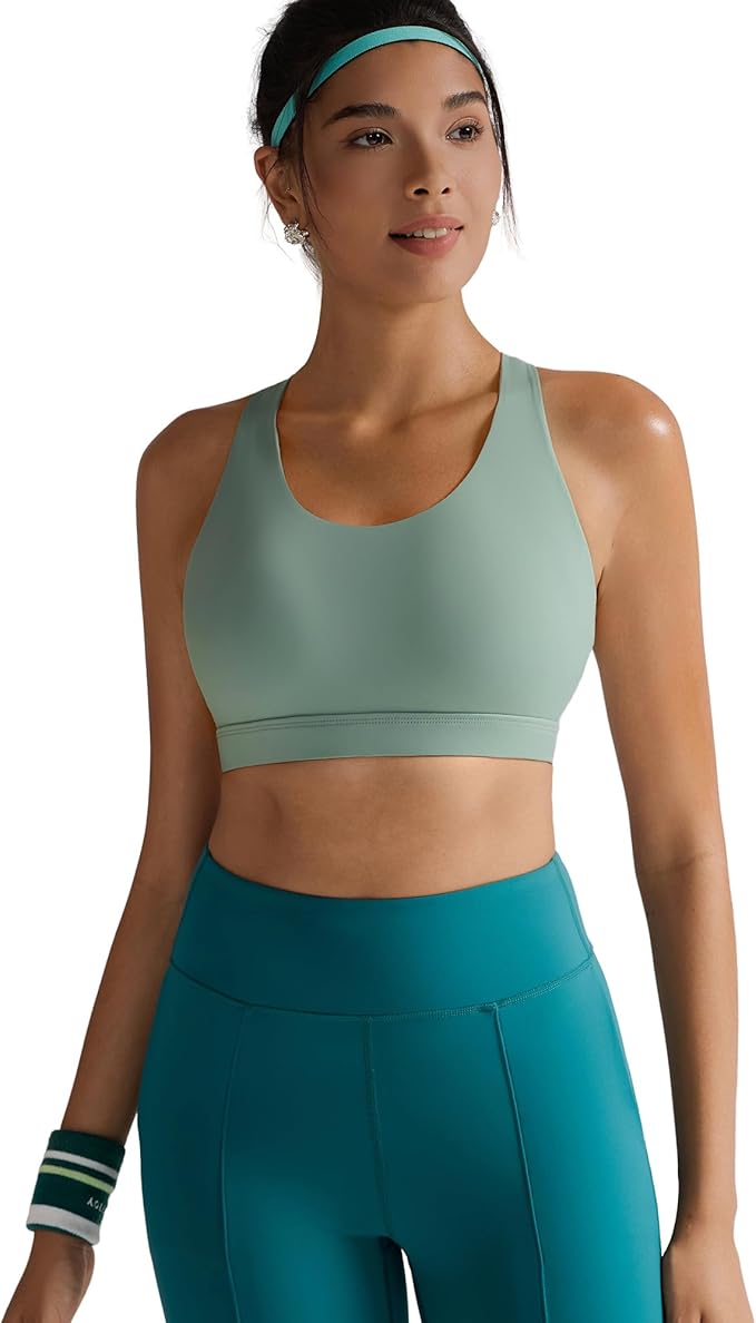 RUNNING GIRL Sports Bras for Women,Padded Strappy Sports Bras Criss-Cross Back Medium Support Sports Bras with Removable Cups