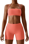 IMEKIS Women's Workout Sets 2 Piece Yoga Outfit High Waisted Biker Shorts Leggings Sports Bra Gym Fitness Clothes Tracksuit