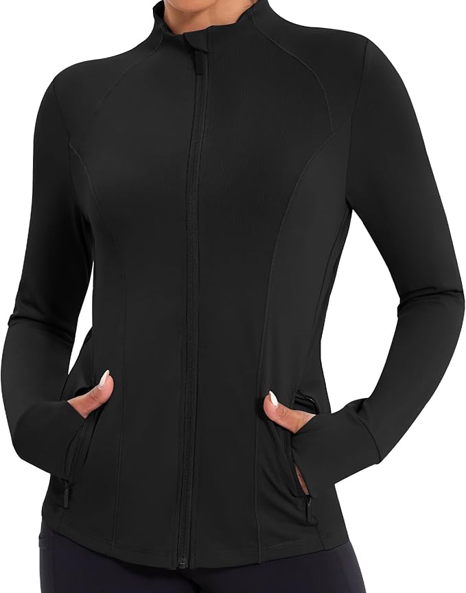 Workout Jackets for Women Lightweight Running Sweat Jackets Full Zip Up Exercise Yoga Athletic Clothes with Pockets