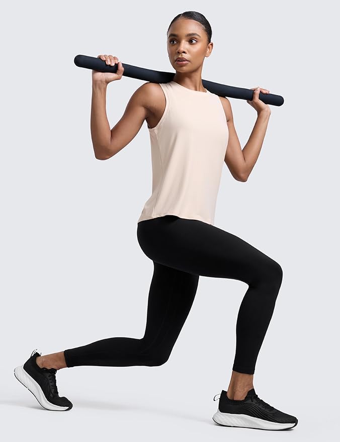 CRZ YOGA Cloudweight Open Back Workout Tops for Women Lightweight High Neck Athletic Gym Tank Soft Running Sleeveless Shirts