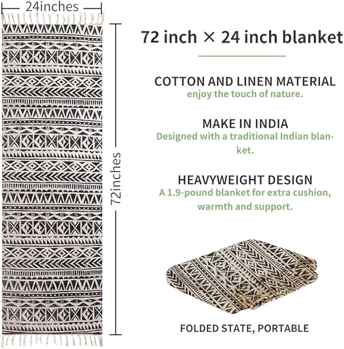 nuveti Cotton Yoga Mat - Absorbent, Grippy Tight Weave, Ashtanga & Hot Yoga Rug, Helps with Slippery Hands & Feet