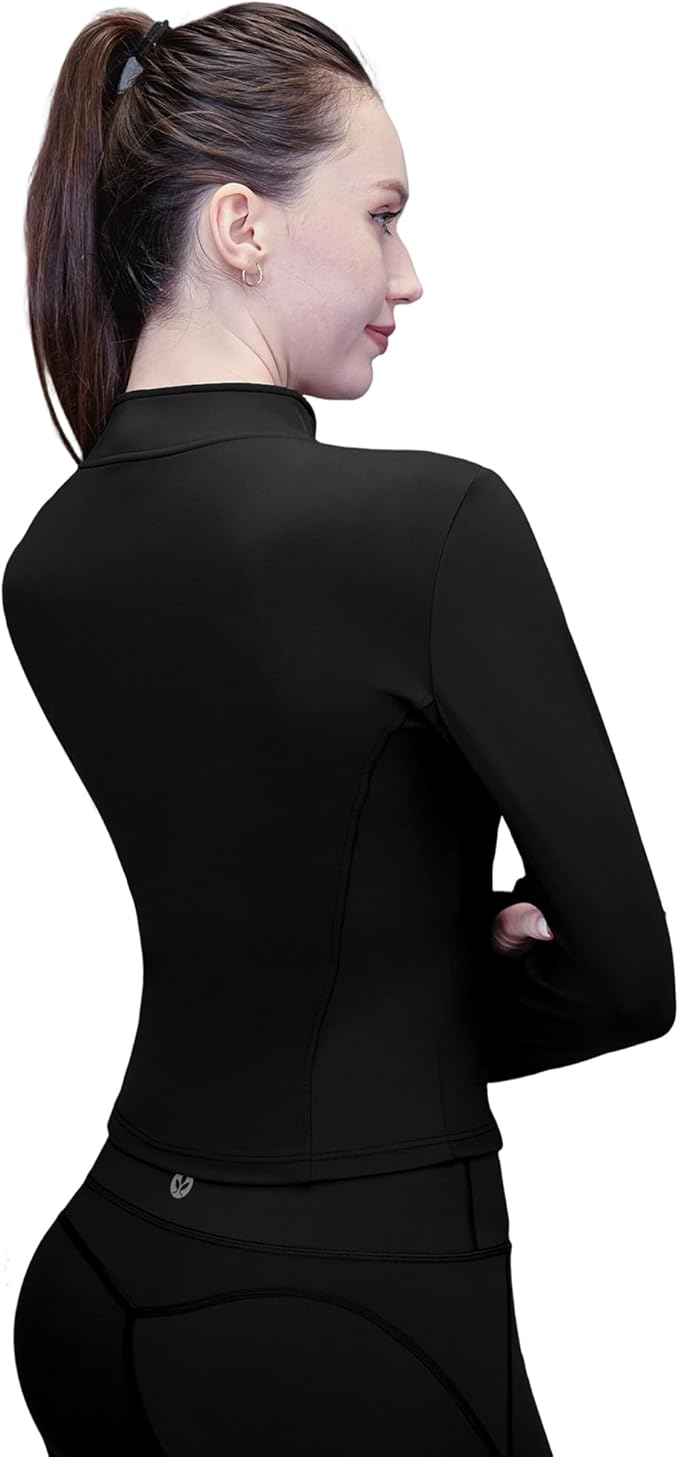 Women's Yoga Jacket Lightweight Zip Up - Workout Jackets for Running Gym Athletic Tops Full Zip