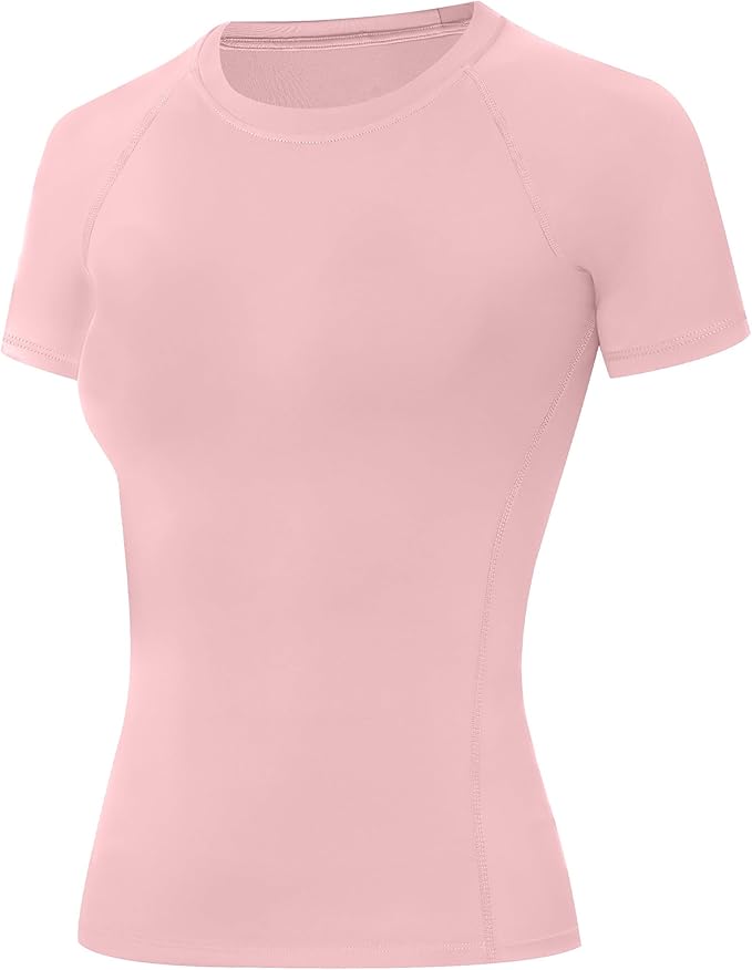 Runhit Compression Shirt Women Short Sleeve Workout Tops Athletic Gym Moisture Wicking T-Shirt Running Yoga Base Layer