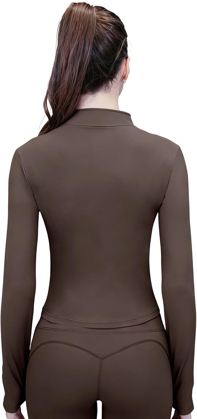 Women's Yoga Jacket Lightweight Zip Up - Workout Jackets for Running Gym Athletic Tops Full Zip