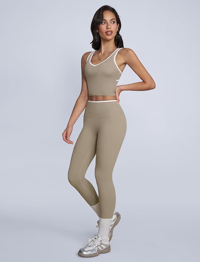 ABOCIW Womens Color Block Workout Sets Racerback Tank Top High Waist Leggings Gym Set Yoga Pilates Outfits