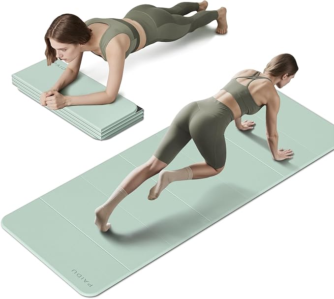 PAIDU Foldable Fitness Yoga Mat | 2/5" (10MM) Extra Thick | SGS Certified Non-Slip TPE | 75x26" Extra Long-Wide | Portable & Easy Store | for Yoga, Pilates, Home Gym & Full-Body Workouts