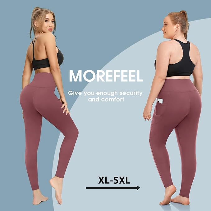 Plus Size Leggings for Women with Pockets-Stretchy XL-5XL Yoga Pants Tummy Control High Waist Workout Leggings