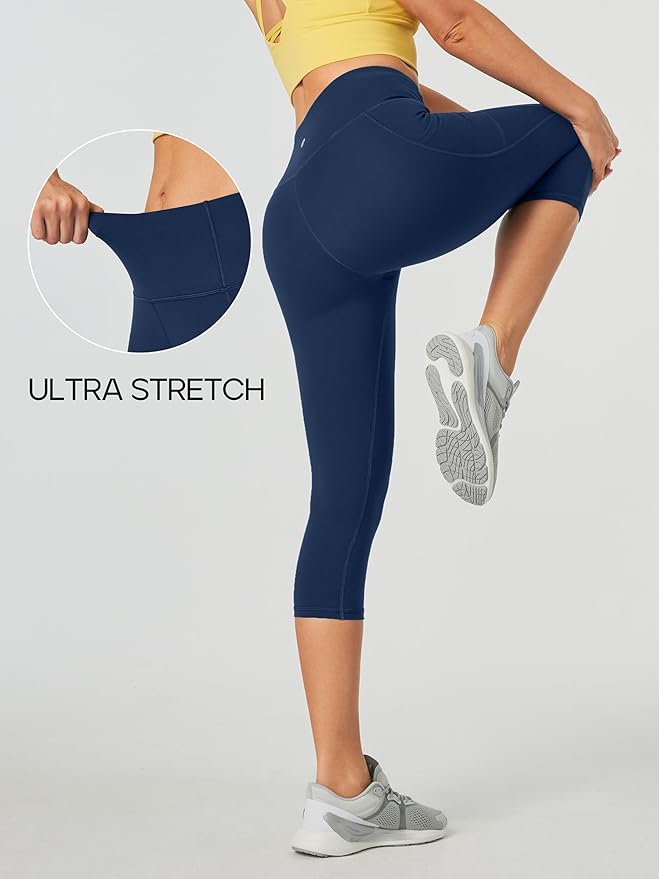 Heathyoga Capri Leggings for Women High Waisted Capri Leggings with Pockets for Women Tummy Control Yoga Pants Women
