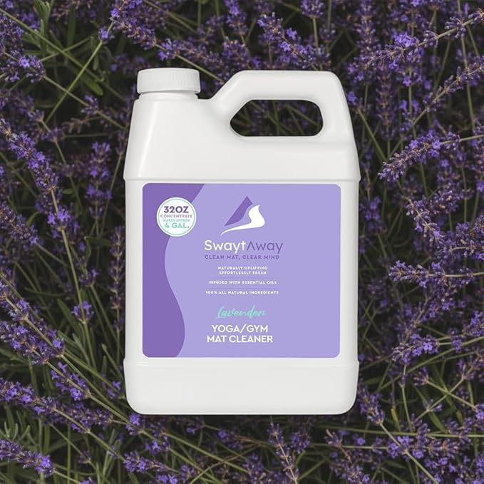 SwaytAway Fitness Mat Cleaner Concentrate – 32oz/Make 4 Gal - No-Slip No-Residue Lavender Essential Oil Formula – USA Made Aromatherapy Yoga Mat Spray for Home & Studio – Natural Cleaning Solution