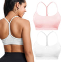 Buauty 2 Packs Y Back Sports Bra for Women, Low Impact Padded Racerback Spaghetti Strap Bras, Workout Yoga Tops