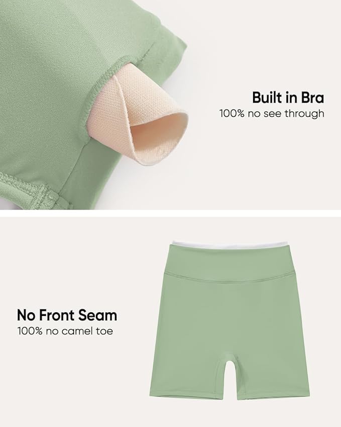 OMKAGI Workout Sets for Women Cute Doubel Layer Open Back Sports Bras Gym Shorts Outfits