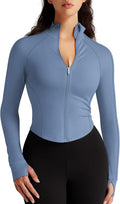 Womens Zip Up Bbl Jacket Lightweight Cropped Athletic Jacket Track Gym Workout Jackets for Running Yoga Hiking