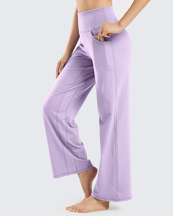 Promover Wide Leg Pants Woman Yoga Pants with Pockets Stretch Loose Casual Lounge Sweatpants Petite/Regular/Tall