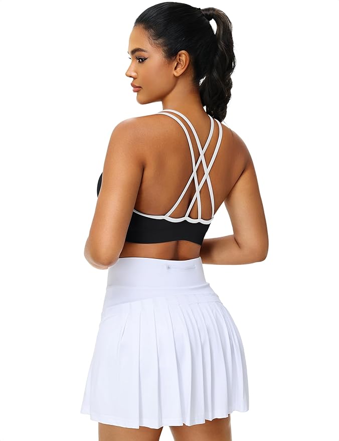 VEQKING Women's Cross Back Sports Bra Padded Strappy Medium Support Yoga Bra for Workout Fitness 3 Pack