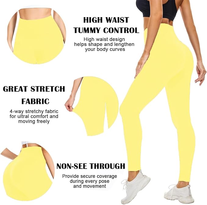 FULLSOFT Buttery Soft Leggings for Women - High Waisted Tummy Control No See Through Workout Yoga Cycling Tights Pants