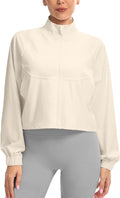 Soothfeel Women's Athletic workout Jacket Lightweight UPF 50+ Long Sleeve Sun Protection Shirts Zip Up Cropped Hiking Tops