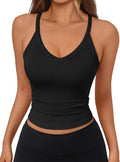 Trendy Queen Womens Racerback Ribbed Tank Tops Soft Stretch V Neck Workout Casual Tops Summer Sleeveless Crop Camisole